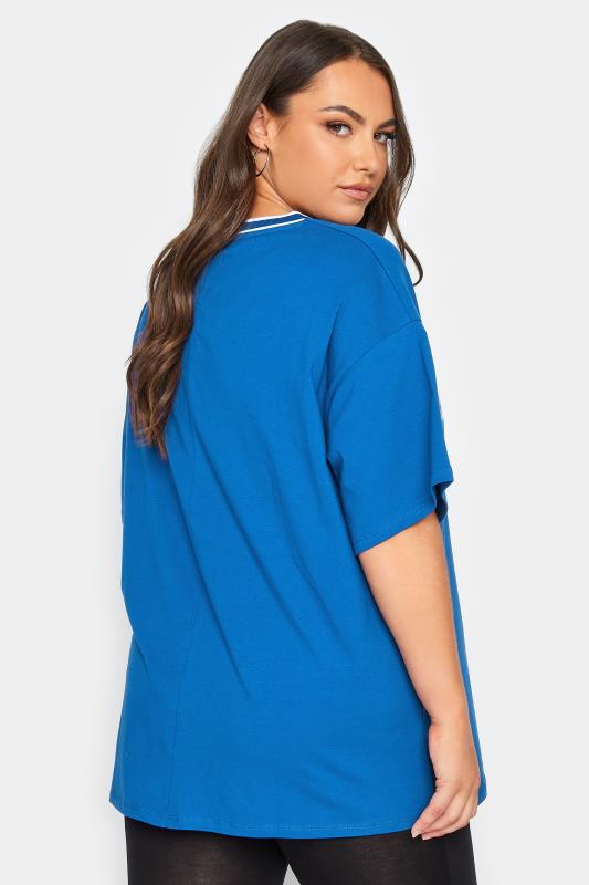 YOURS Plus Size Blue 'Brooklyn New York' Slogan V-Neck T-Shirt | Yours Clothing 4