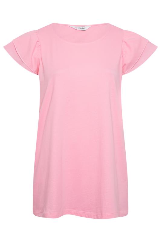 YOURS Plus Size Pink Frill Sleeve T-Shirt | Yours Clothing 6