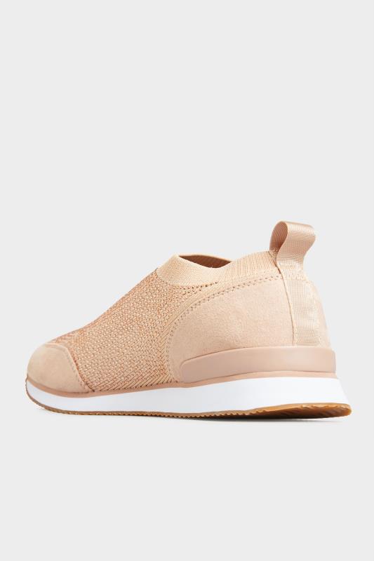 Nude Sock Style Diamante Trainers 5