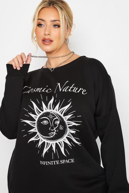 LIMITED COLLECTION Plus Size Sun & Moon 'Cosmic Nature' Black Sweatshirt | Yours Clothing 5
