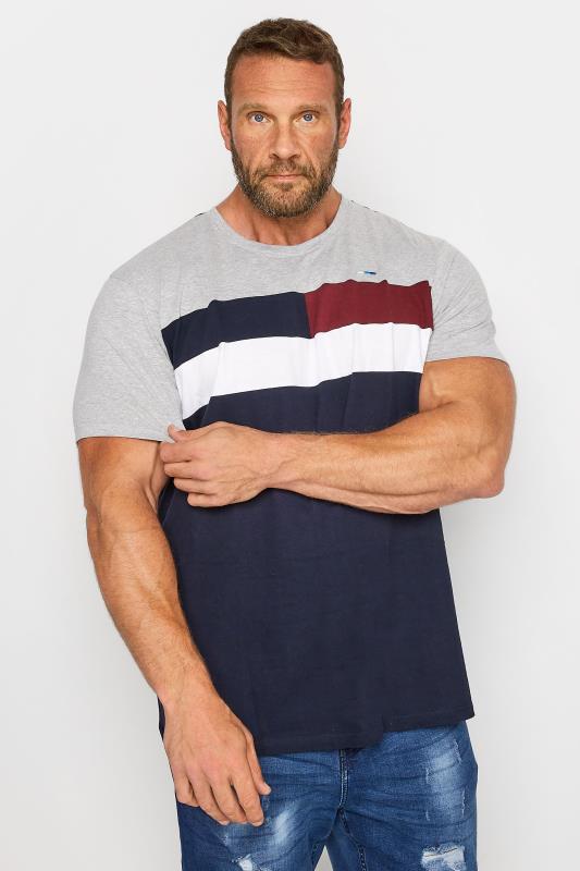Men's  BadRhino Big & Tall Grey & Navy Cut & Sew T-Shirt