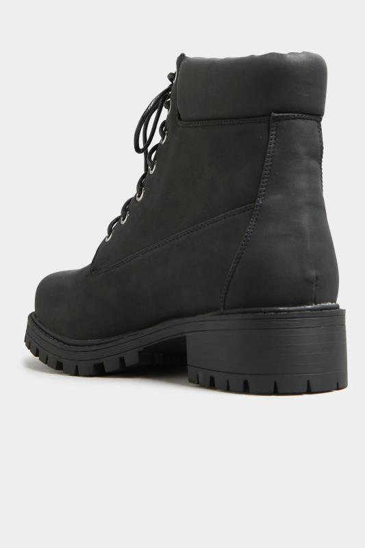 Black Chunky Lace Up Boots In Wide EE Fit & Extra Wide EEE Fit | Yours Clothing 4