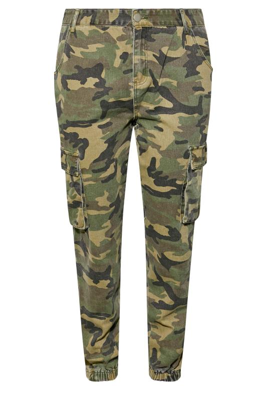Plus Size Khaki Green Camo Ripped Cargo Pocket Jeans | Yours Clothing  5
