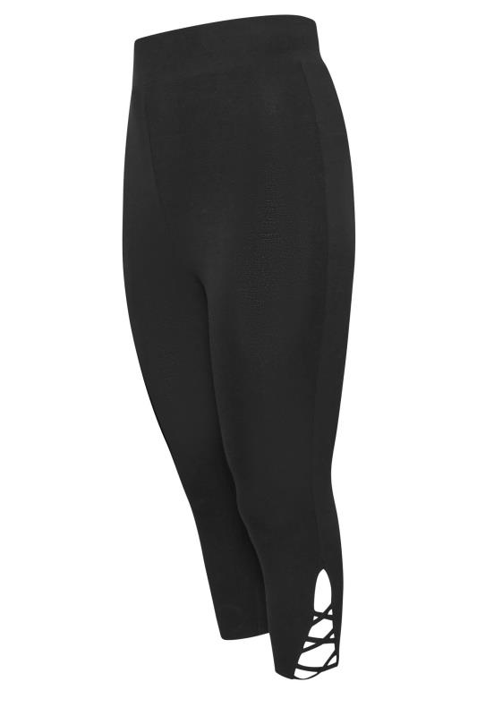 YOURS Plus Size Black Cut Out Cropped Leggings | Yours Clothing 6