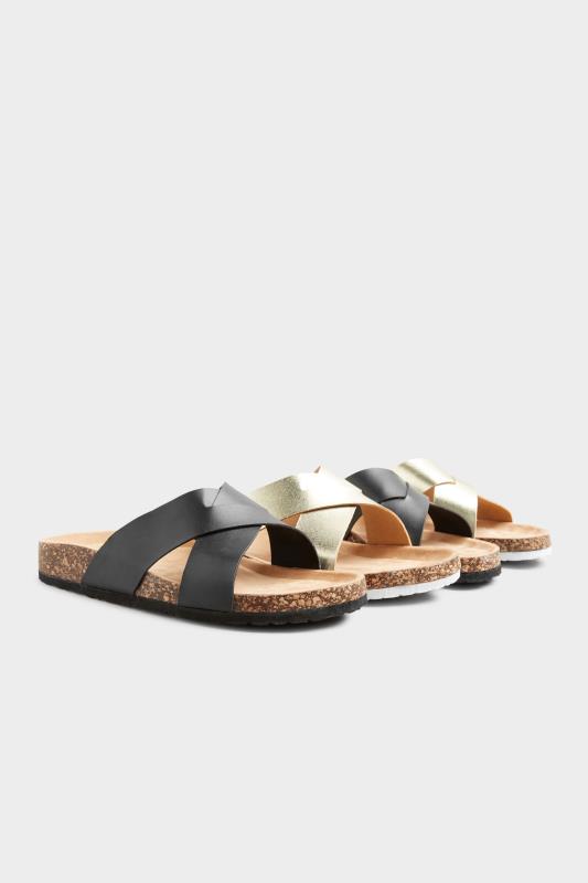 Black Cross Strap Sandals In Extra Wide EEE Fit 6