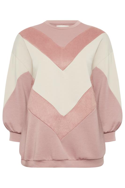 YOURS LUXURY Plus Size Pink Faux Fur Chevron Sweatshirt | Yours Clothing 8