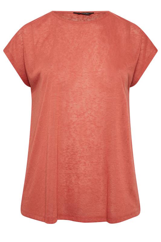 YOURS Curve 2 PACK Plus Size Khaki Green & Rust Orange Linen Look T-Shirt | Yours Clothing  9