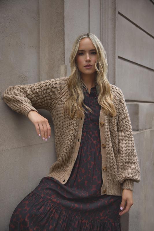 LTS Tall Brown Cable Knit Button Cardigan | Long Tall Sally 6