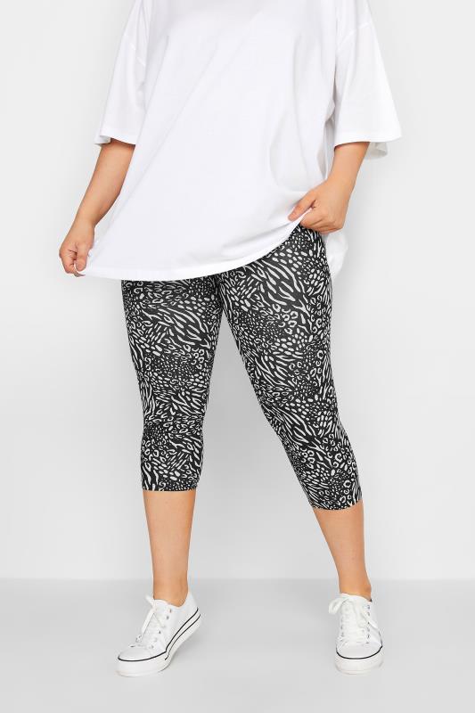YOURS 2 PACK Curve Black Animal Print Cropped Leggings | Yours Clothing 2