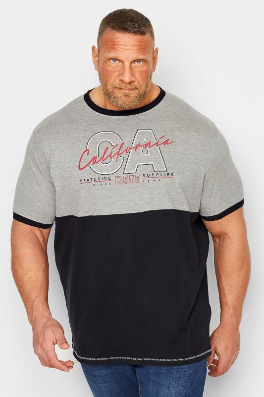 D555 Big & Tall Grey California Cut & Sew T-Shirt | BadRhino 1