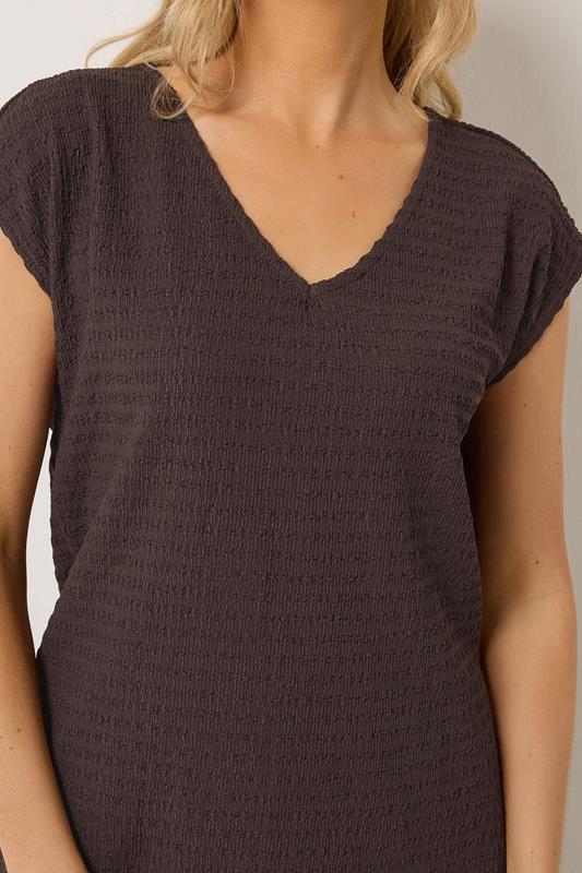 LTS Tall Women's Chocolate Brown Textured Top | Long Tall Sally 5