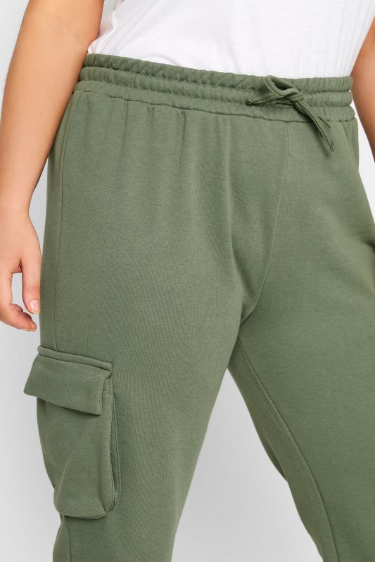 YOURS Curve Plus Size Khaki Green Cargo Joggers | Yours Clothing  4
