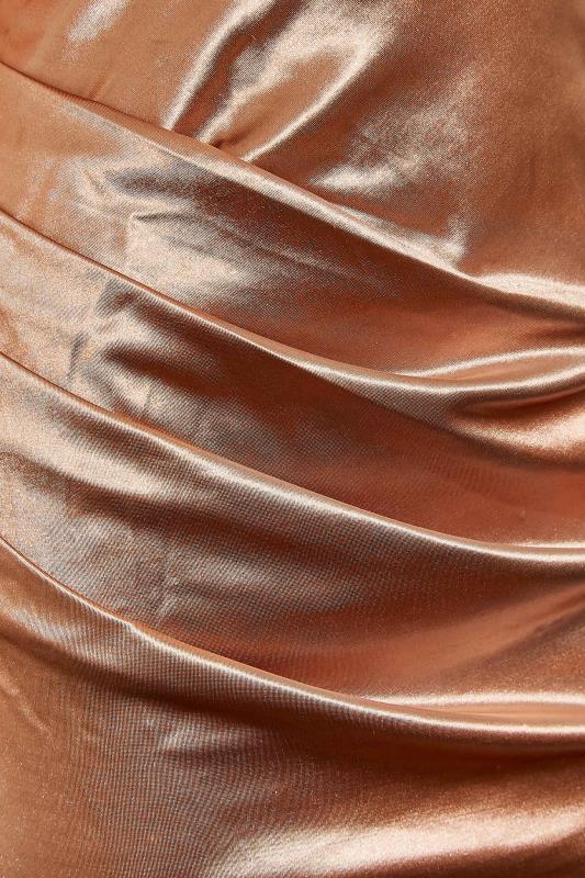 LTS Tall Women's Rose Gold One Shoulder Ruched Satin Maxi Dress | Long Tall Sally 5