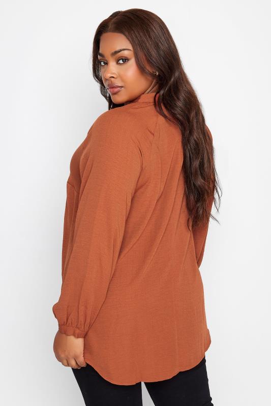 YOURS Curve Plus Size Rust Orange Textured Tunic Shirt | Yours Clothing  4