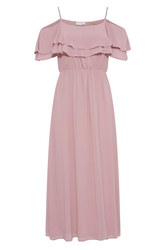 Plus Size YOURS LONDON Curve Dusky Pink Bardot Ruffle Bridesmaid Maxi Dress | Yours Clothing  6