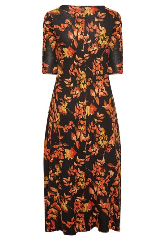 Curve Plus Size Orange & Black Leaf Print Maxi Wrap Dress | Yours Clothing  7