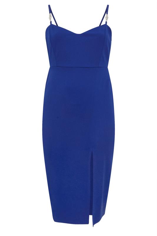 YOURS LONDON Plus Size Cobalt Blue Diamante Strap Midi Dress | Yours Clothing 5