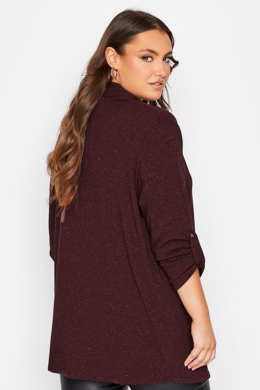 YOURS LUXURY Plus Size Burgundy Red Metallic Cardigan | Yours Clothing 4