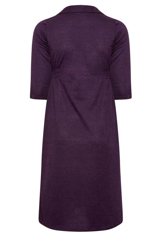 Plus Size Purple Textured Collared Dress | Yours Clothing 7