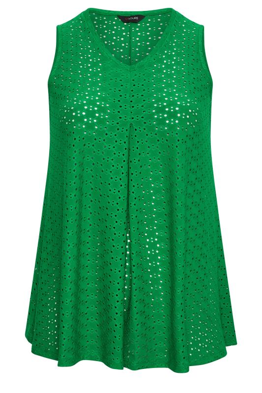YOURS Plus Size Green Pointelle Vest Top | Yours Clothing 5