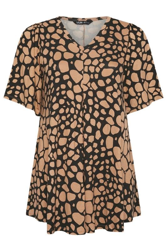 YOURS Plus Size Black & Brown Spot Print Swing Top | Yours Clothing 5