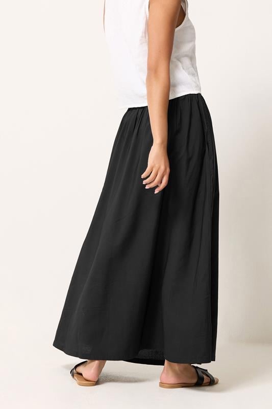 PixieGirl Petite Women's Black Shirred Waist Midi Skirt | PixieGirl 2