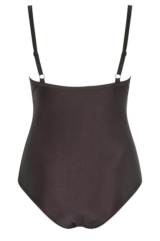 YOURS Plus Size Chocolate Brown Crossover Super Sculpt Swimsuit | Yours Clothing 6