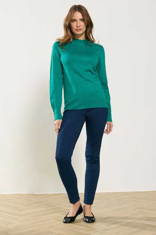 M&Co Green Button Turtle Neck Jumper | M&Co 1