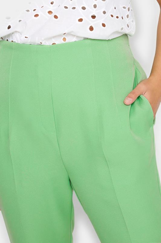 YOURS Plus Size Curve Green Darted Waist Tapered Trousers | Yours Clothing  4