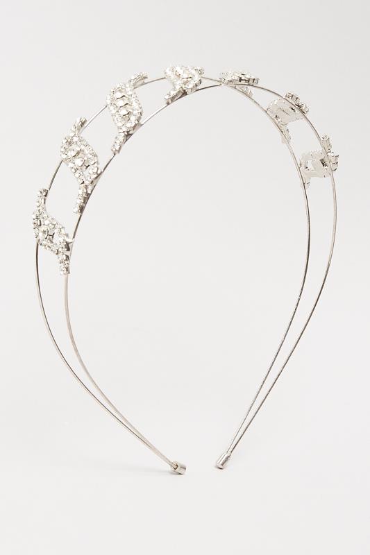  Grande Taille Silver Tone Diamante Double Headband