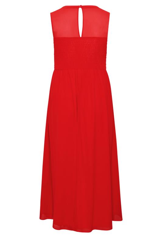 Plus Size YOURS LONDON Curve Red Lace Front Chiffon Maxi Dress | Yours Clothing  8