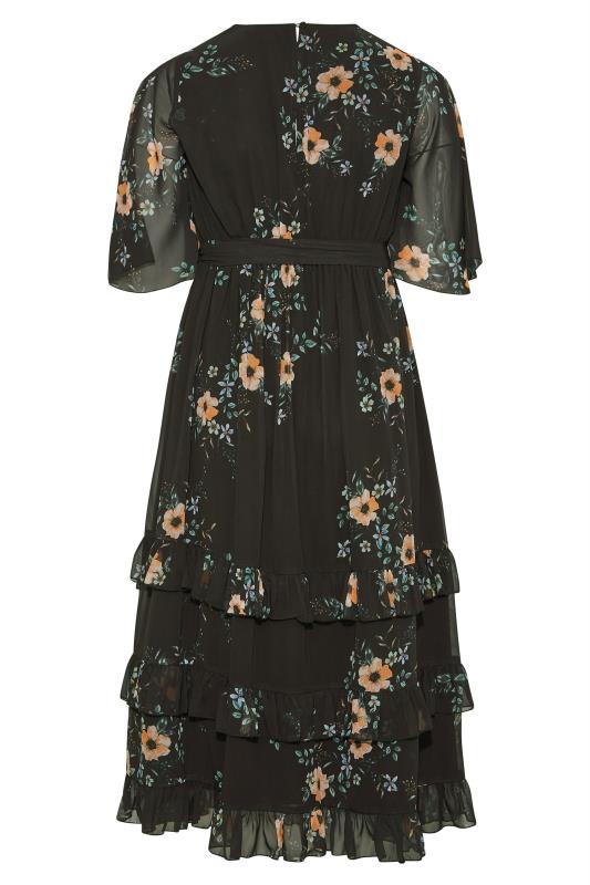 YOURS LONDON Curve Black Floral Print Ruffle Maxi Dress 7