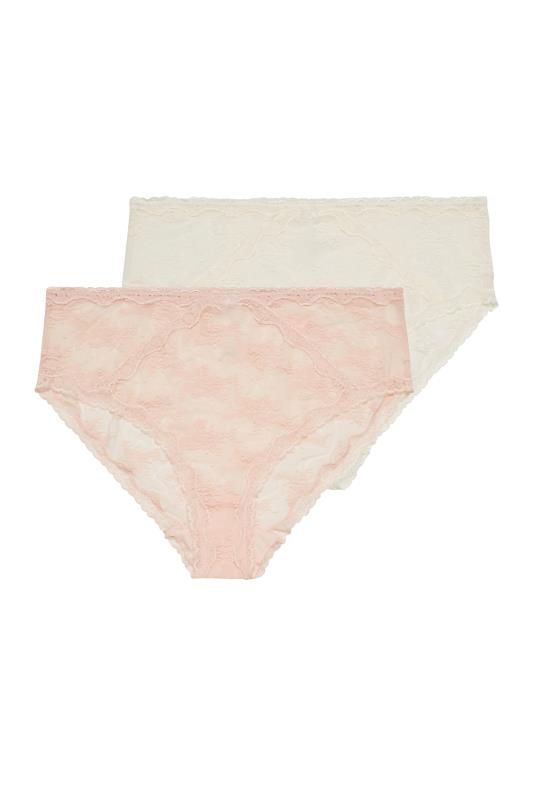 YOURS 2 PACK Curve Pink & Cream Sheer Lace Knickers | Yours Clothing  6