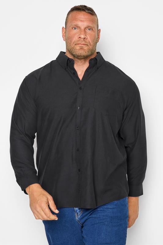 KAM Big & Tall Black Oxford Long Sleeve Shirt | BadRhino 1