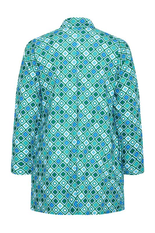 LIMITED COLLECTION Plus Size Green Retro Geometric Print Blazer | Yours Clothing 7