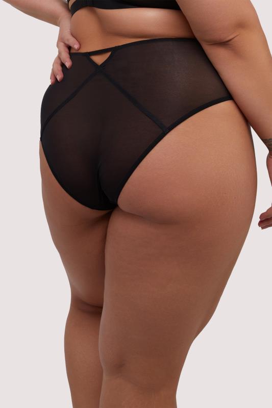PLAYFUL PROMISES Tabitha Black Wet Look High Waisted Briefs | Yours Clothing 6