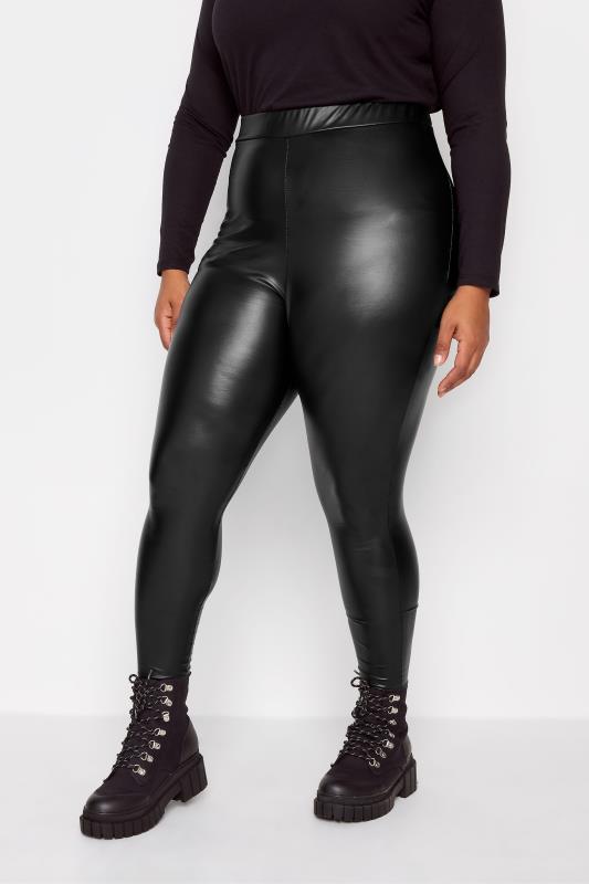 Plus Size Fashion Leggings Leather Look Leggings Yours Clothing