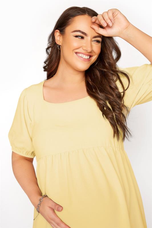 BUMP IT UP MATERNITY Curve Yellow Square Neck Smock Top_D.jpg