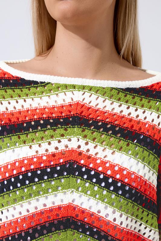 LIMITED COLLECTION Plus Size Ivory White & Green Crochet Top | Yours Clothing 4