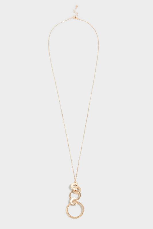 Gold Tone Circle Pendant Long Necklace | Yours Clothing 2