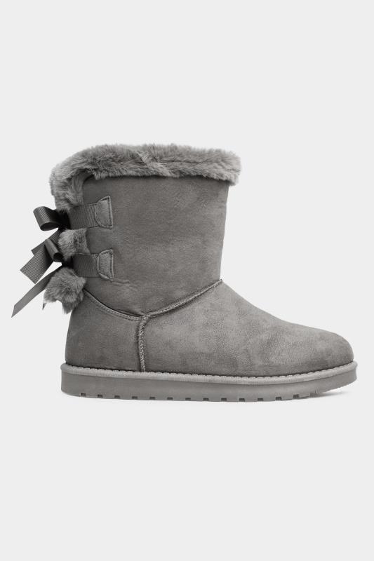 Grey Vegan Suede Bow Detail Boots In Extra Wide Fit_B.jpg
