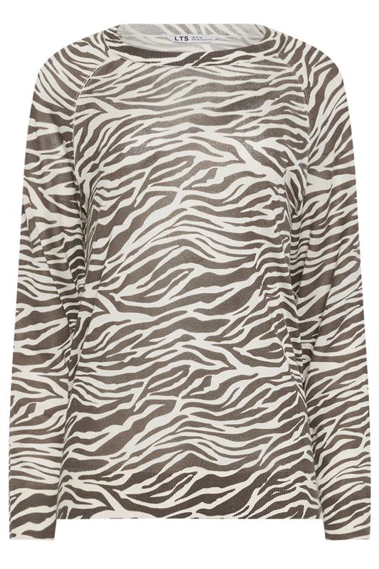 LTS Tall Women's Ivory White Zebra Lightweight Knitted Top| Long Tall Sally 5