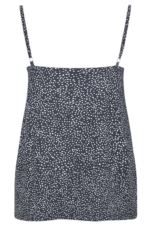 Plus Size Navy Blue Spot Print Lace Trim Cami Pyjama Top | Yours Clothing  8