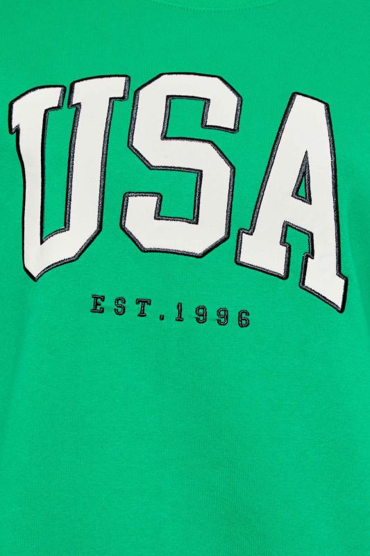 Plus Size Green 'USA' Slogan Sweatshirt | Yours Clothing 5