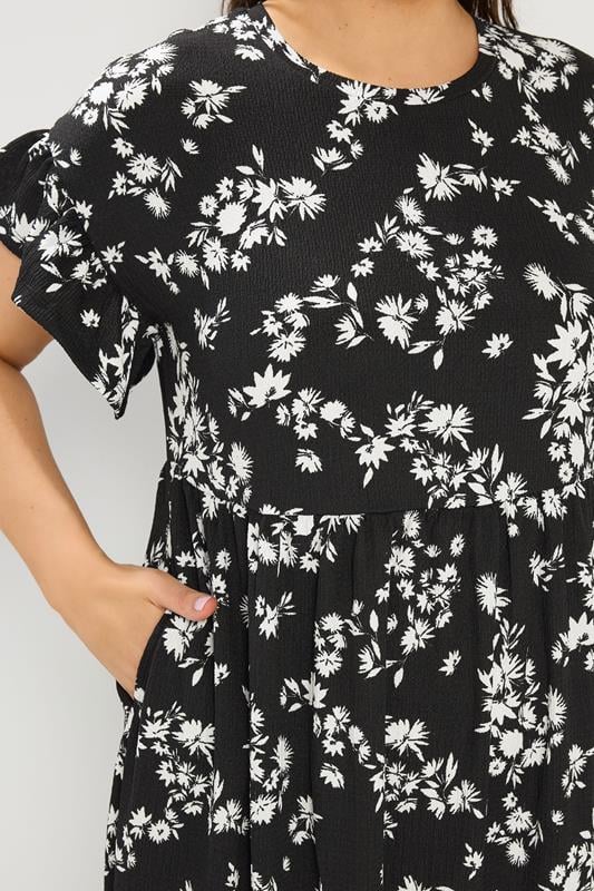 YOURS Plus Size Black Floral Frill Sleeve Maxi Dress | Yours Clothing 4