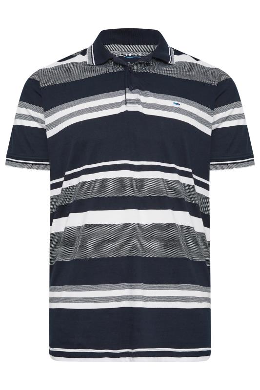 BadRhino Big & Tall Navy Blue & White Stripe Polo Shirt | BadRhino 4