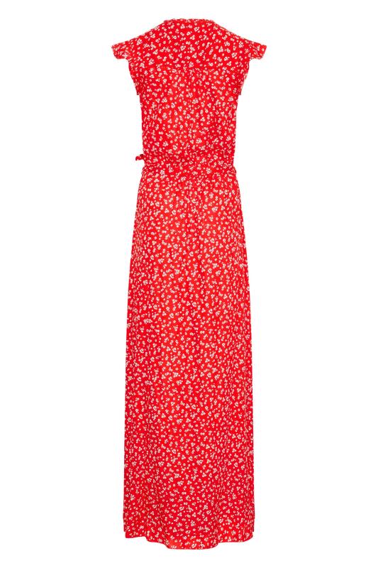 LTS Tall Red Ditsy Print Frill Maxi Dress 7