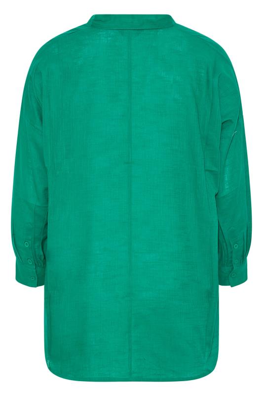 Plus Size Green Oversized Beach Shirt | Yours Clothing 7
