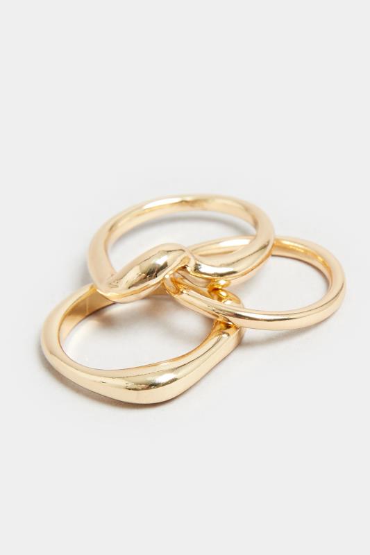Gold 3 PACK Stack Ring Set | Yours Clothing  3