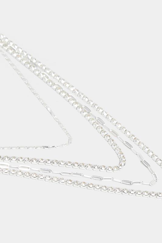 Silver Diamante Multi Layer Necklace | Yours Clothing 4